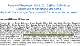 绿会加入CITES常务委员会“第12.10号决议”工作组