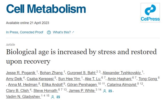 Biological age is increased by stress and restored upon recovery