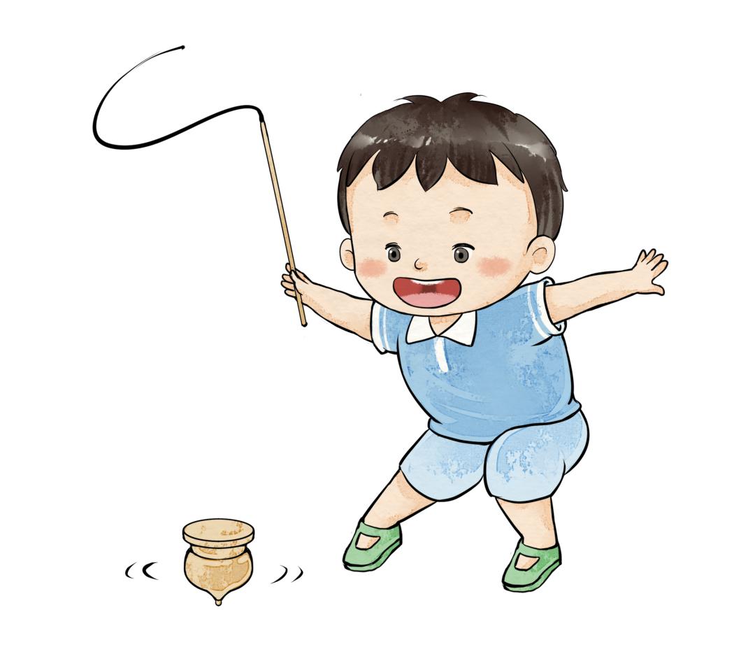 抽陀螺用一根绳子结成绳套,一人以手指编成一种花样,另一人用手指接