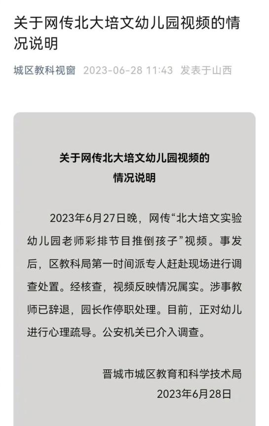 幼儿园回应老师情绪过激推倒孩子_园长写给老师的话_园长对老师的意见