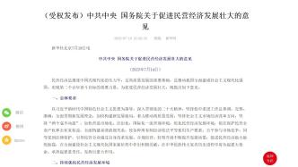 中共中央 国务院关于促进民营经济发展壮大的意见