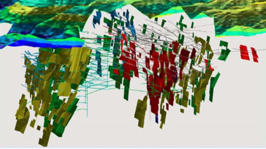 开拓系统与矿体三维模型 开拓系统与矿体三维模型