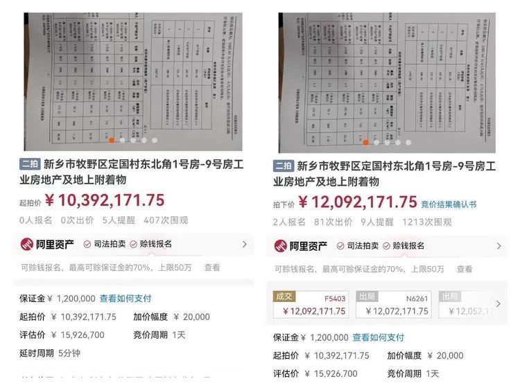 序。经评估该房产价值为15926720元,一拍流拍后,法院迅速启动二拍程序。2023年8月3日上午1