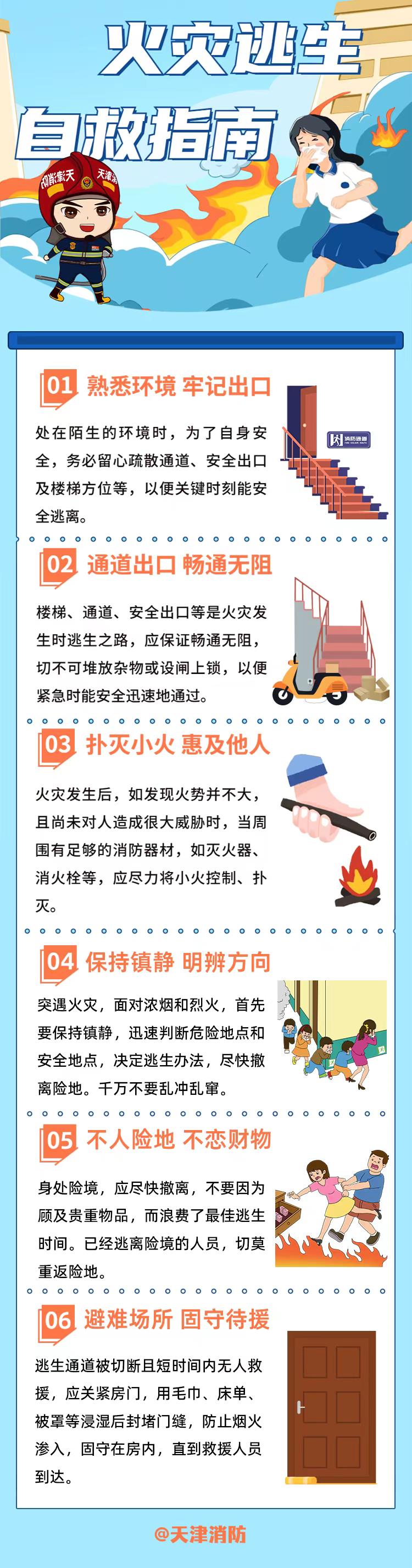 要掌握一些逃生自救的常识这样能帮助我们在危急的情况之下安全逃离火场