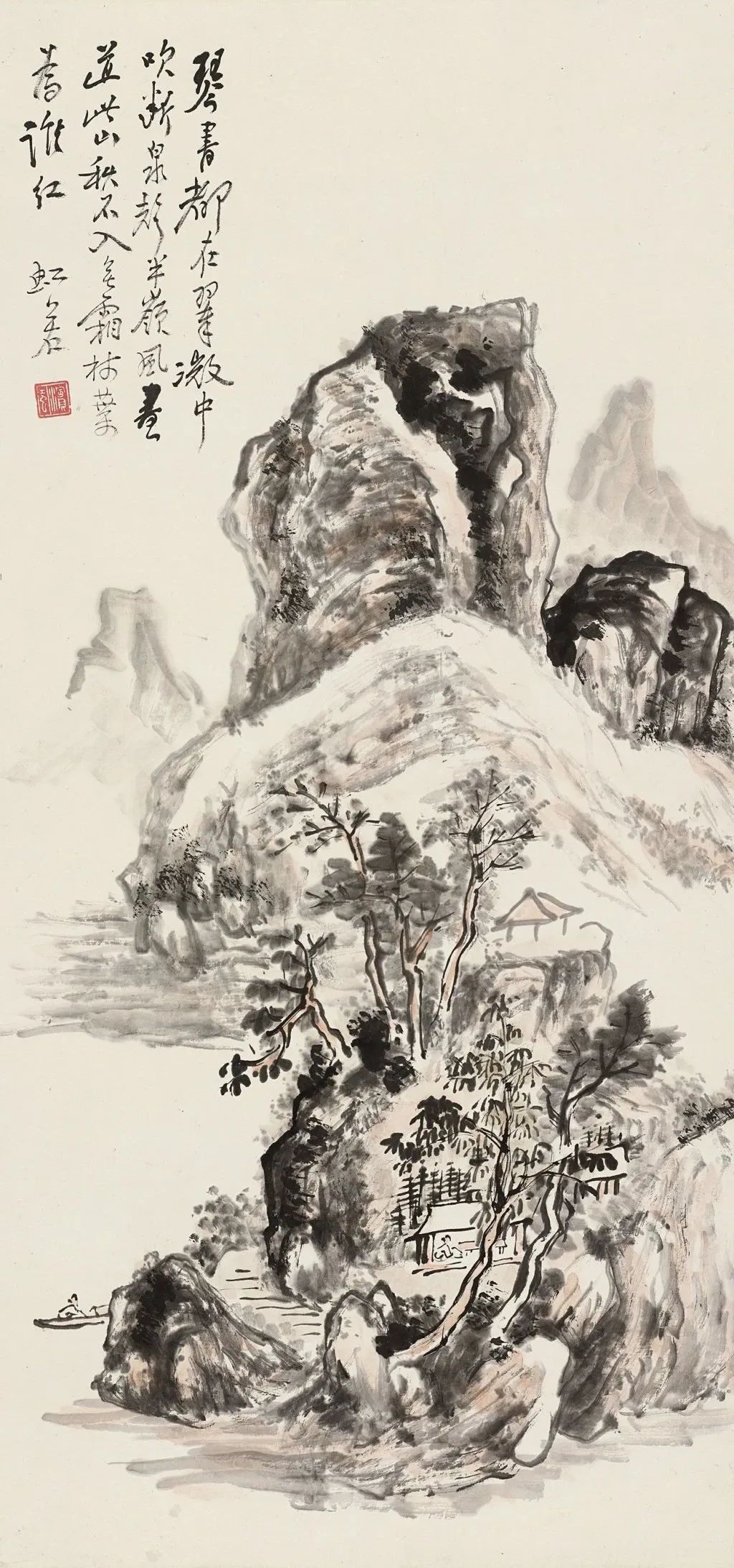 中国美術 山水画 墨絵 中国画 茶道具 煎茶 - 美術品
