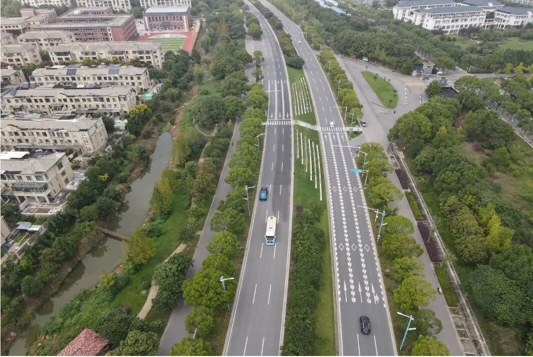 提高通行安全性实施成效重新规划弘景大道中分带绿植,迁移遮挡视线的