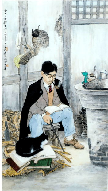 1944年11月,著名国画家关山月在乐山的画作《今日之教授生活》,画中