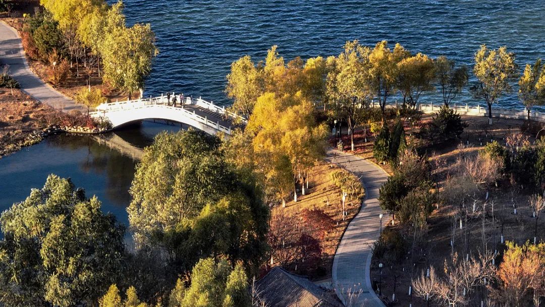 河北唐山美丽街区初冬迁安水城美如画