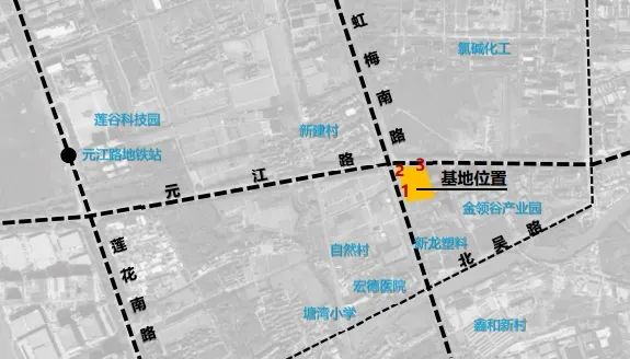 該綠地位於元江路南側,虹梅南路東側,緊鄰金領谷科技產業園,距離元江