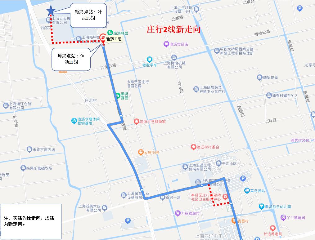 为:柴塘→叶家15组(上行):自柴塘起,经庄良公路,南亭公路,浦卫公路