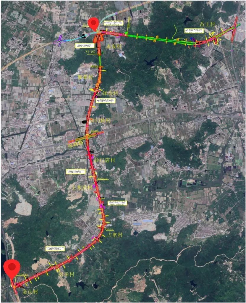 境內的規劃文化路口與主線的交叉口附近,終點位於黃巖區院橋鎮金山村