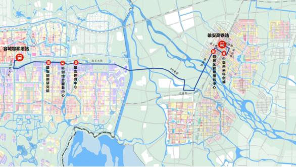 線路由雄安站出發,經禮賢街,承運路,佐良街,燕南路,啟雄路,省道s042