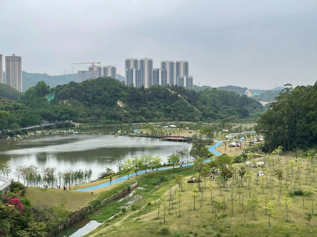 從溫澗湖的綠道一直往上走,登上水聲水庫的大壩可以直接通往水庫棧道.