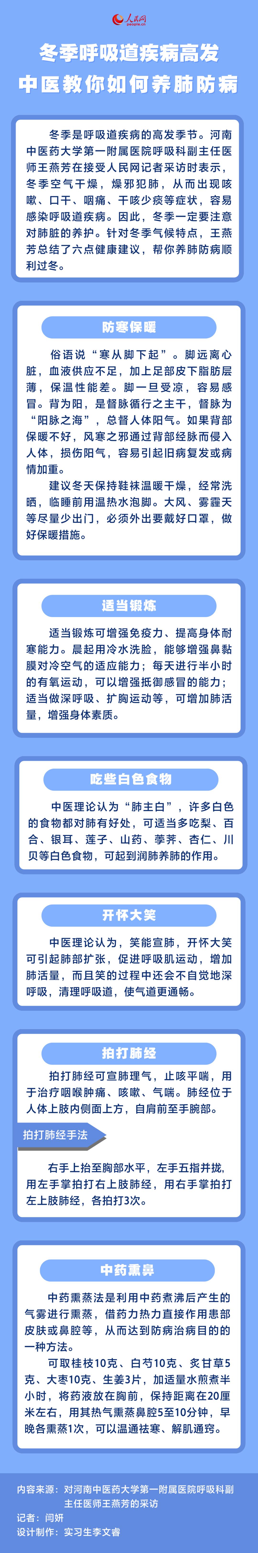 健康科普 | 冬季呼吸道疾病高发 中医教你如何养肺防病_澎湃号·政务