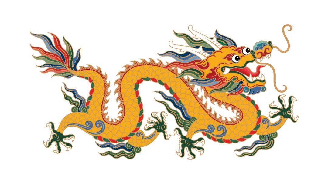 寓意富贵吉祥,幸福安康主画面取自中国民间吉祥装饰图案"双龙戏珠"