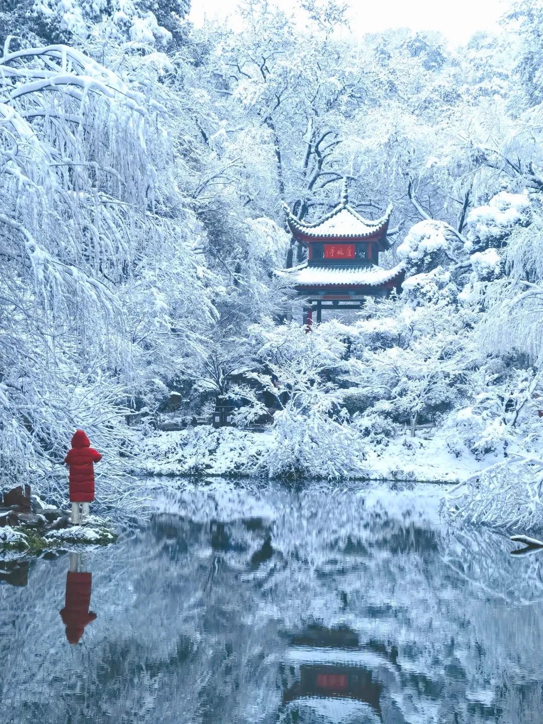 橘子洲头雪景图片