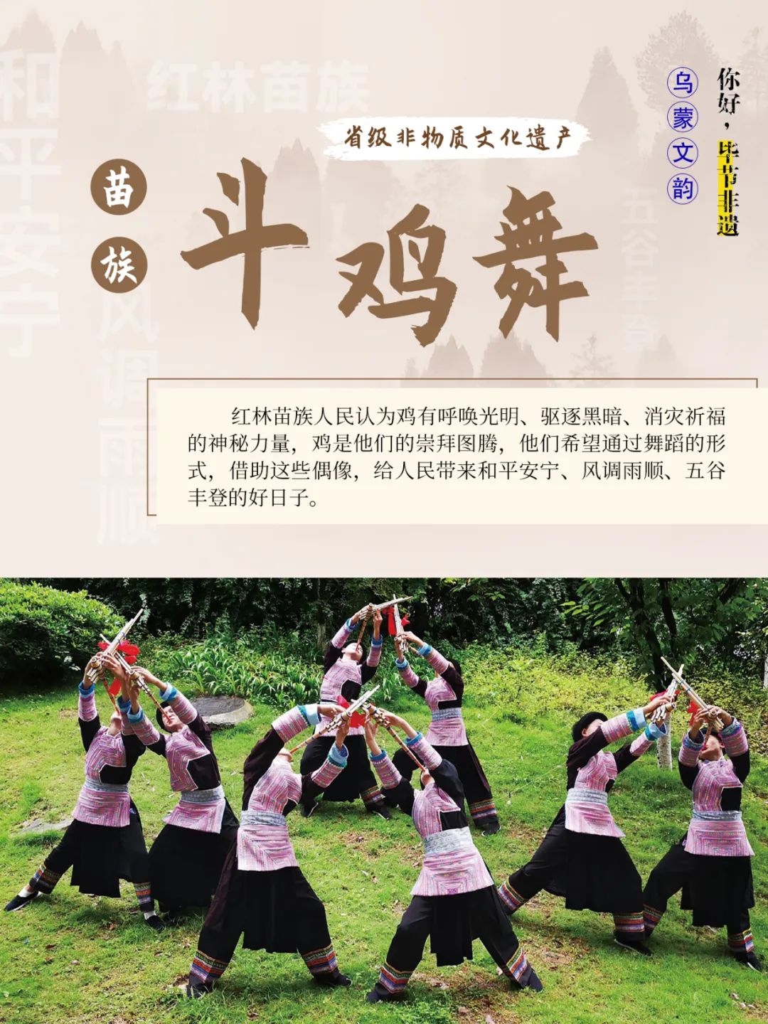 乌蒙文韵苗族斗鸡舞一声啼散满天星