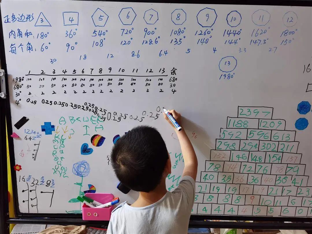 开始还比较好画,也好算.这是和他一起分一分正十三边形的内角.