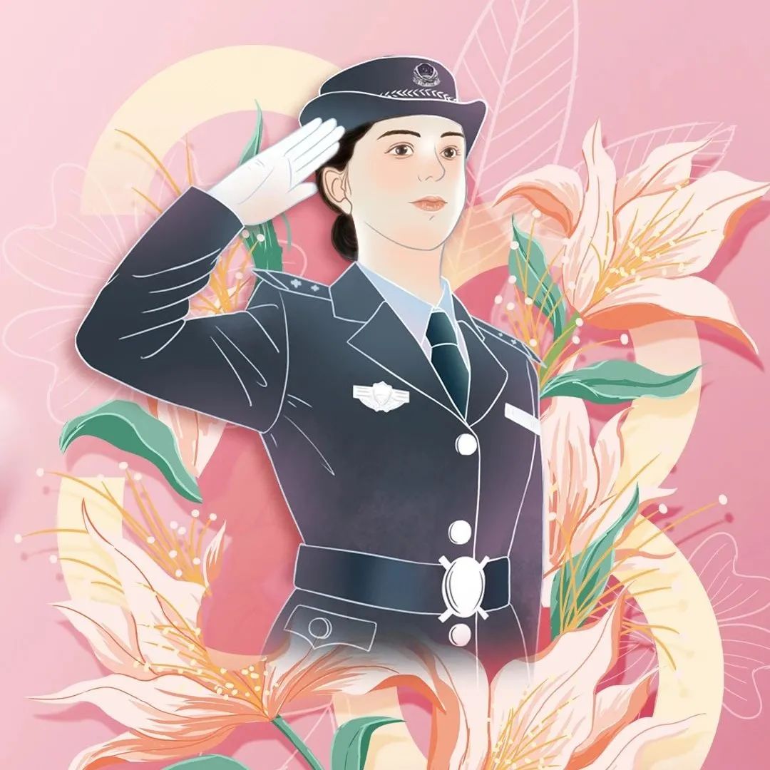 卡通女警察绘画图片