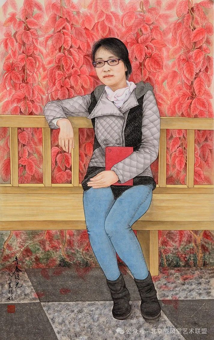 《时光》138x69cm 张娟《老有所乐》180x180cm 巫越《少年梦》180x180