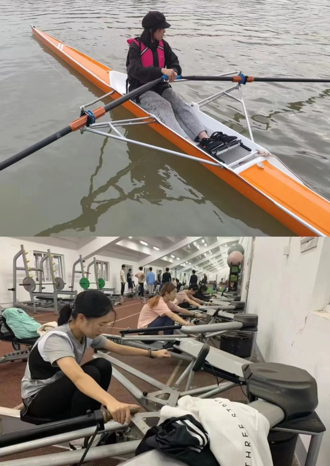 吴小曼参加赛艇队训练和校内体育活动吴小曼在学院迎新晚会上表演追光