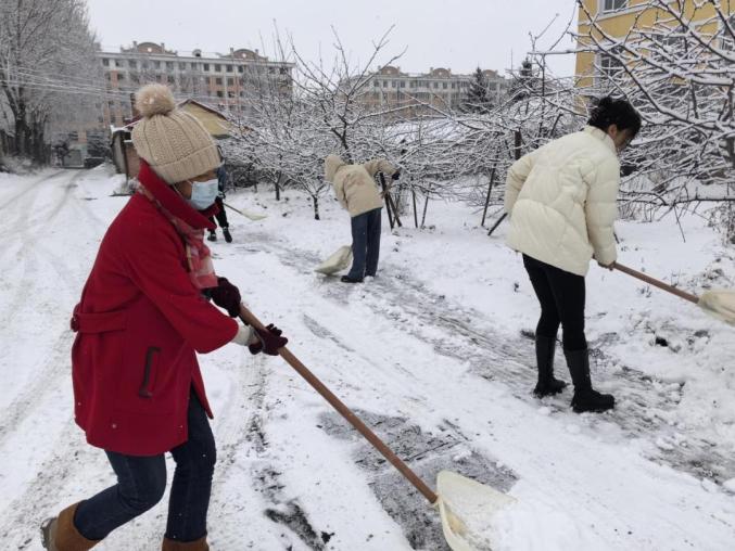 农村女生扫雪图片图片