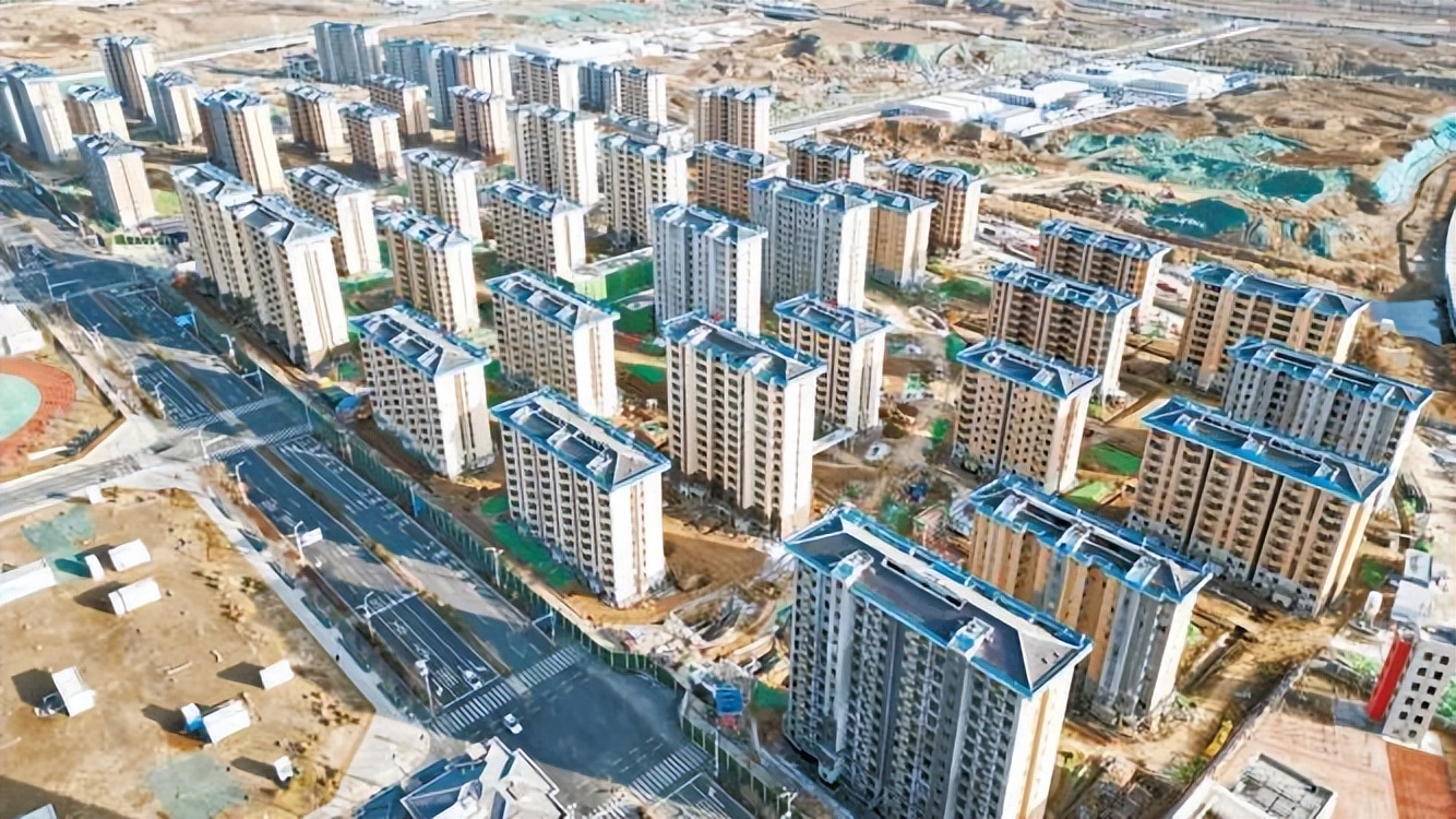 航拍雄安新区容西片区g单元安置房建设现场.