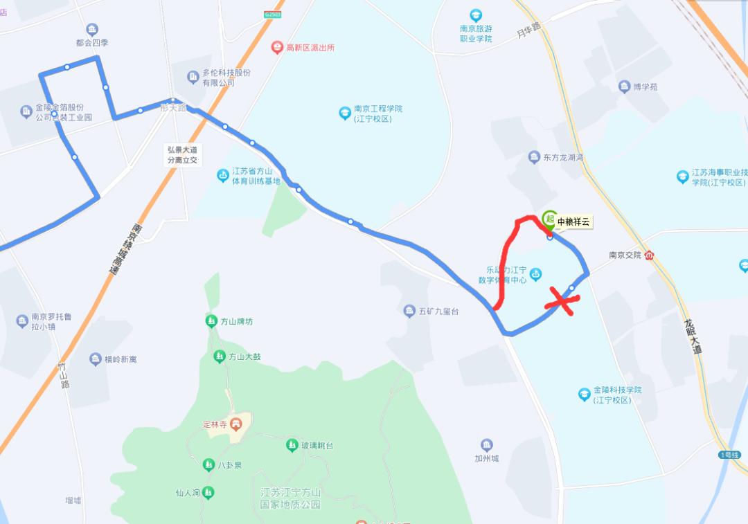 路,鹏山路回原线路行驶,绕行期间"金陵科技学院"站不停靠;(1)817路