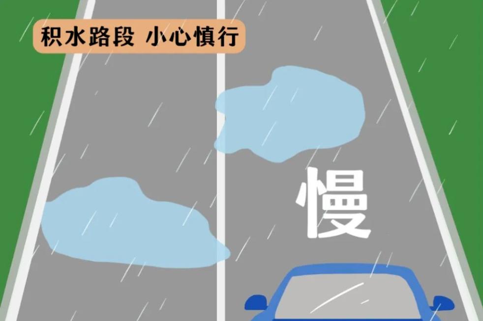 通过积水路段时,驾驶员应放慢车速观察前方路况再决定是否前行.