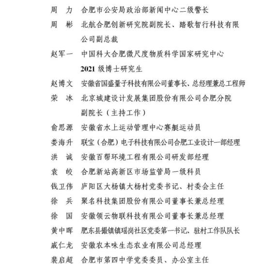 公示庐江2人入选候选人名单