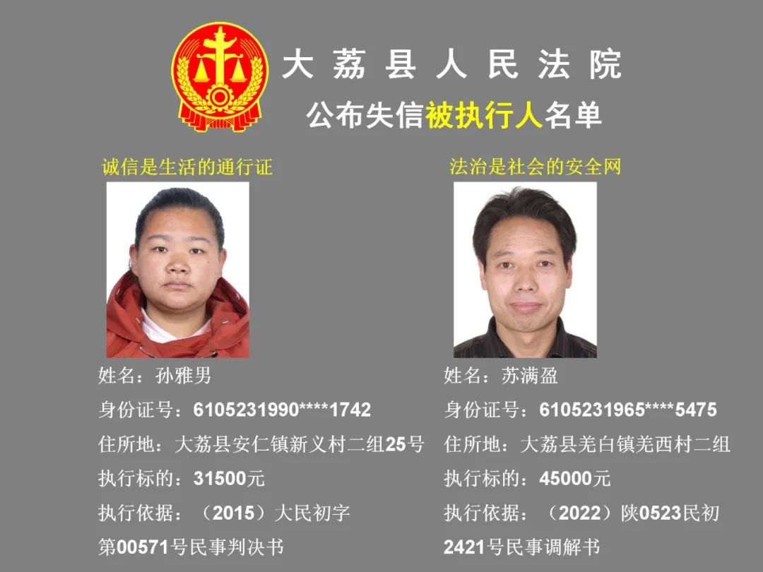 失信曝光|大荔法院公布2024年失信被执行人名单_澎湃