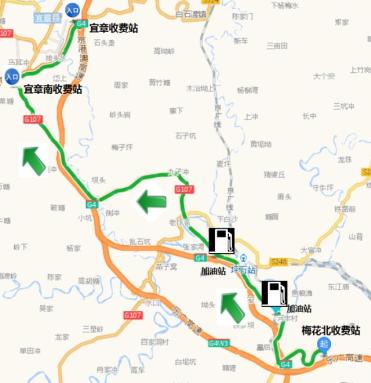 再直达至武深高速湖南段;或从马渡互