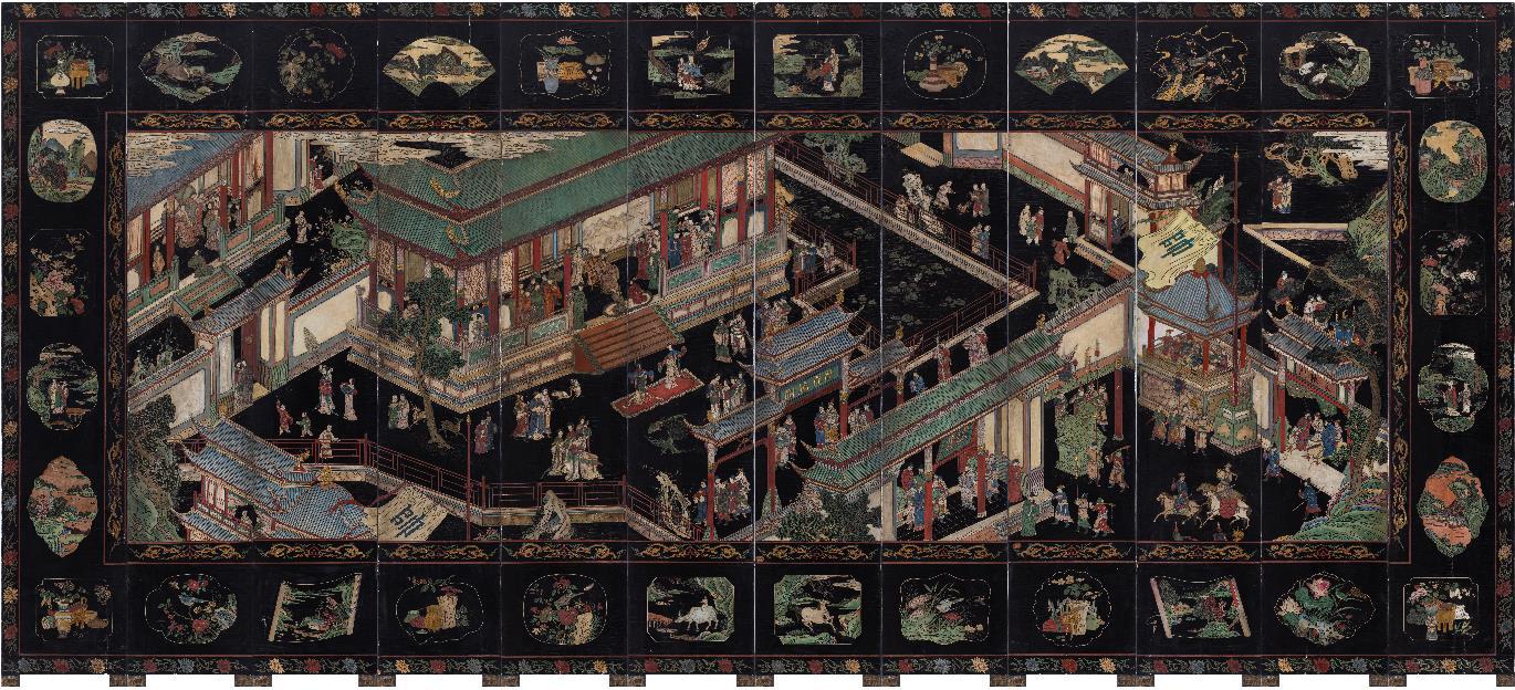 博物馆有看头|款彩十二扇屏风:失而复得的艺术瑰宝