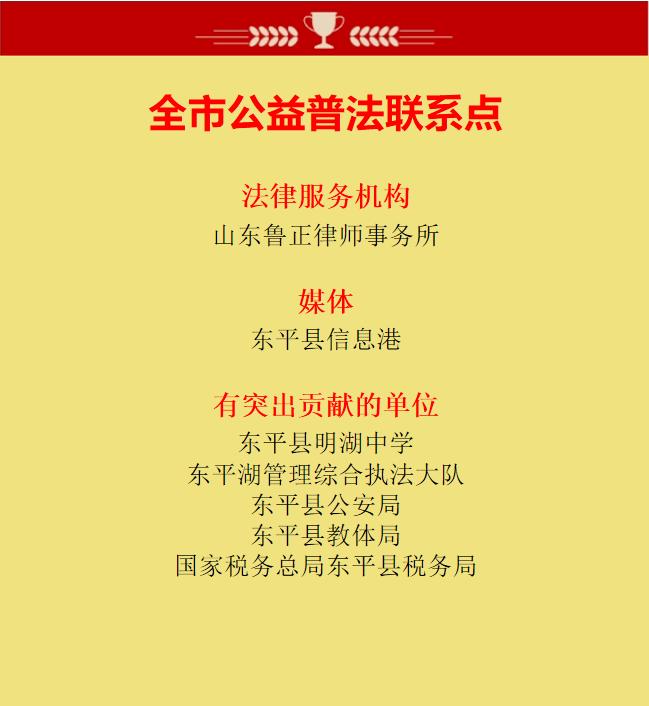 东平7单位入选全市公益普法联系点