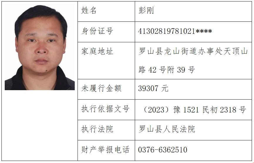 本期案件信息由罗山县人民法院执行局提供并解释;2.