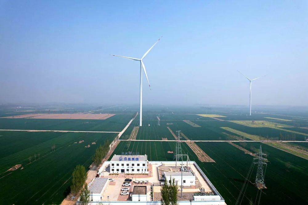 4月11日拍摄的中核汇能河北公司巨鹿风电场(巨鹿县风脉新能源愚限