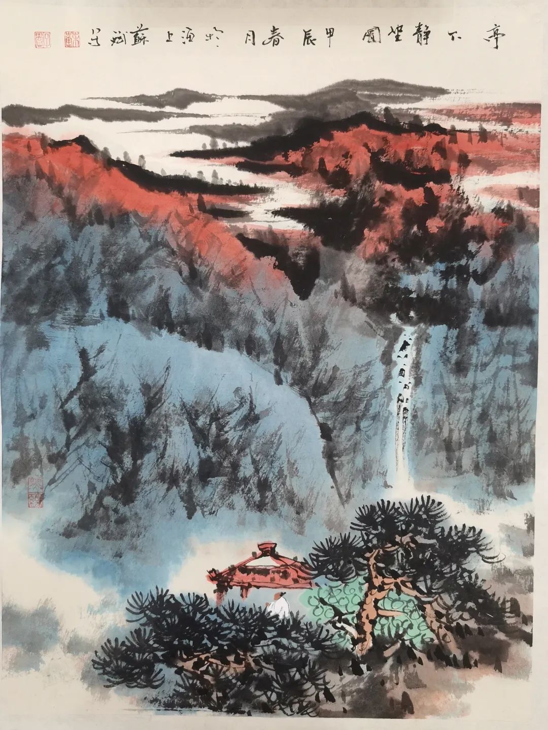 画展当天,苏斌的老师——海上画家王鹏也来到画展现场,对弟子的作品