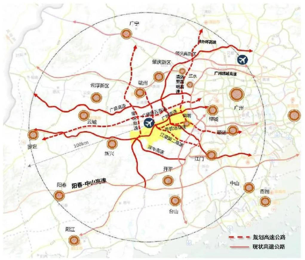 机场周边规划高速公路网"珠三角枢纽(广州新)机场"为何不在广州?