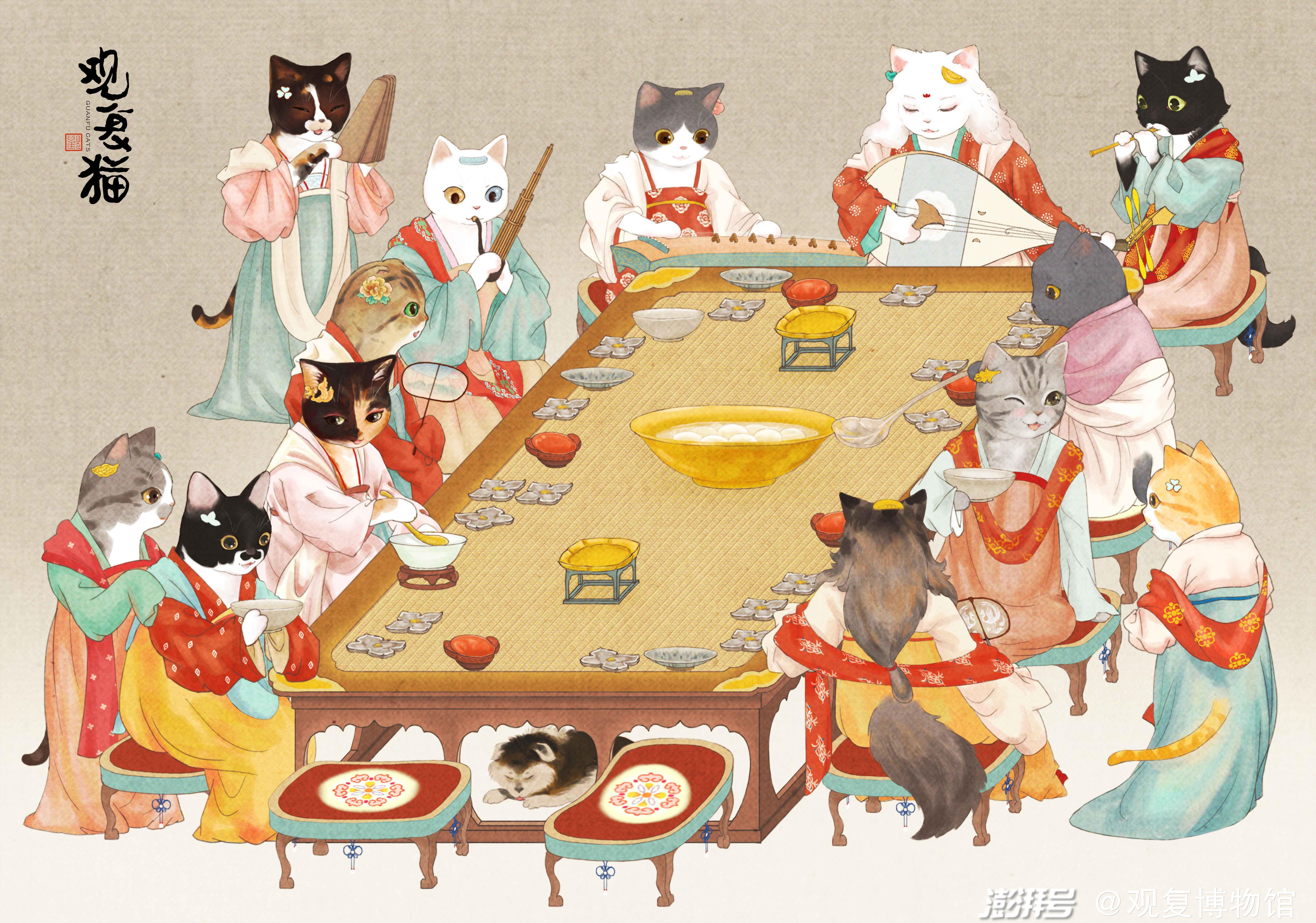 喵趣横生——观复猫钻进古画游雅集:古人养猫用铲屎官吗