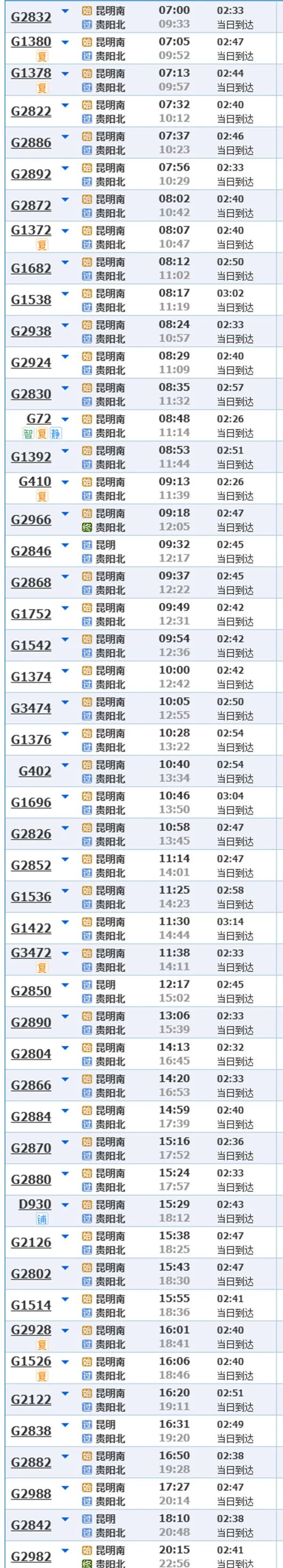 点击展开列车时刻表(以上车次信息仅供参考,详情请查询12306)中国铁路