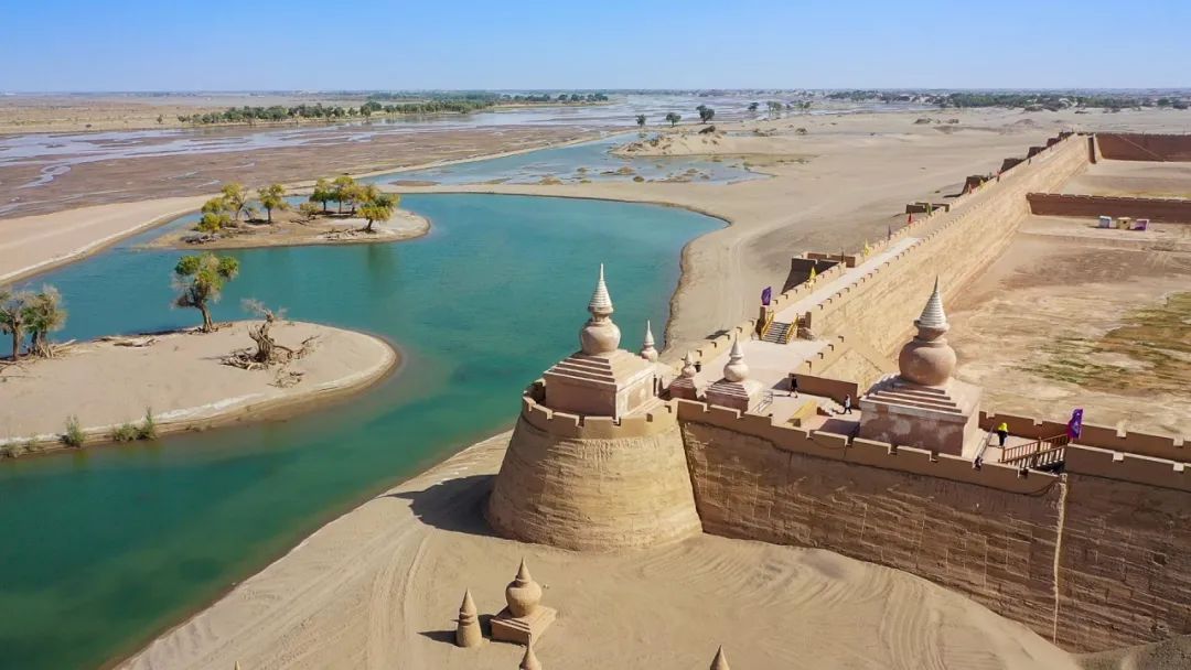 中碧海,青天日光芦花飘舞,海鸥齐飞每年天气转暖时候鸟归来在居延海聚