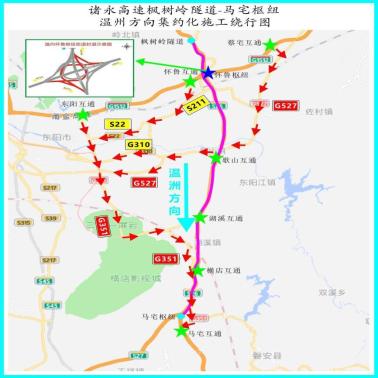 地方绕行:原计划往温州方向的车辆,可通过s211/s22省道,g310/527国道