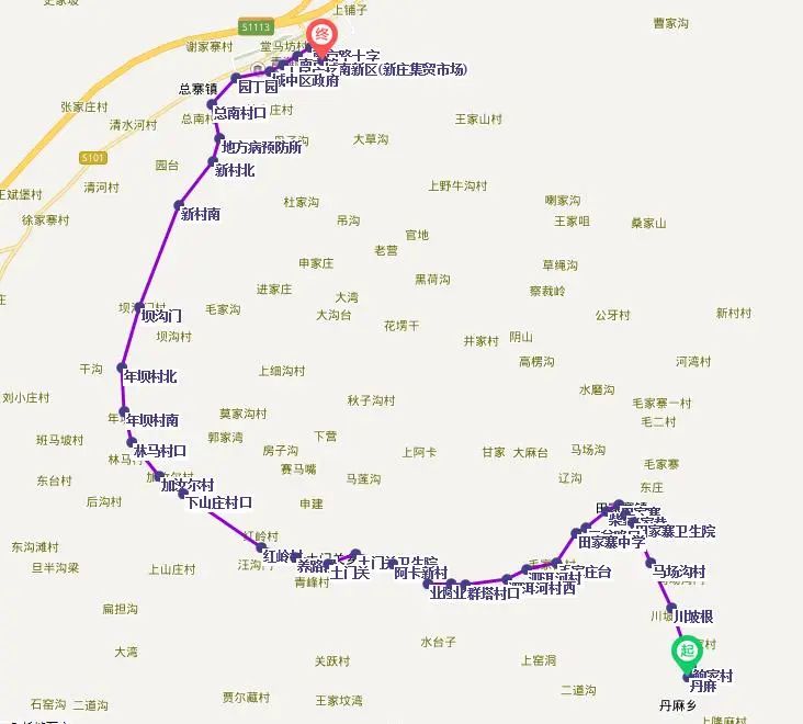 县巴燕乡政府始发,途径315国道,新城大道,湟源县城,京藏高速,西和高速
