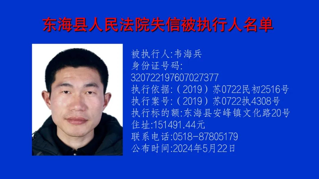 【曝光台】东海县人民法院公布一批"失信被执行人"名单,请谨慎与他们
