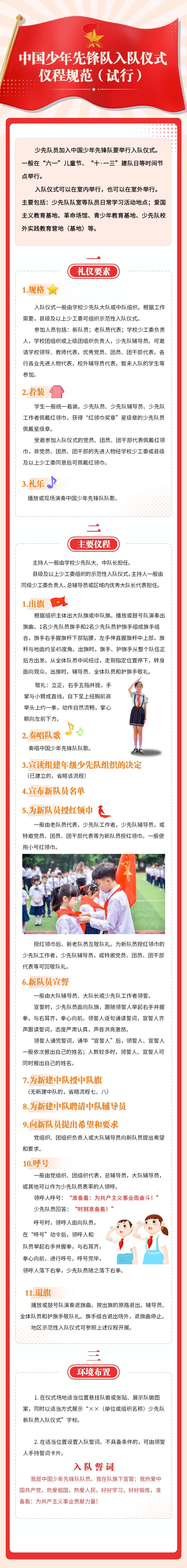 一图读懂|中国少年先锋队入队仪式仪程规范(试行)