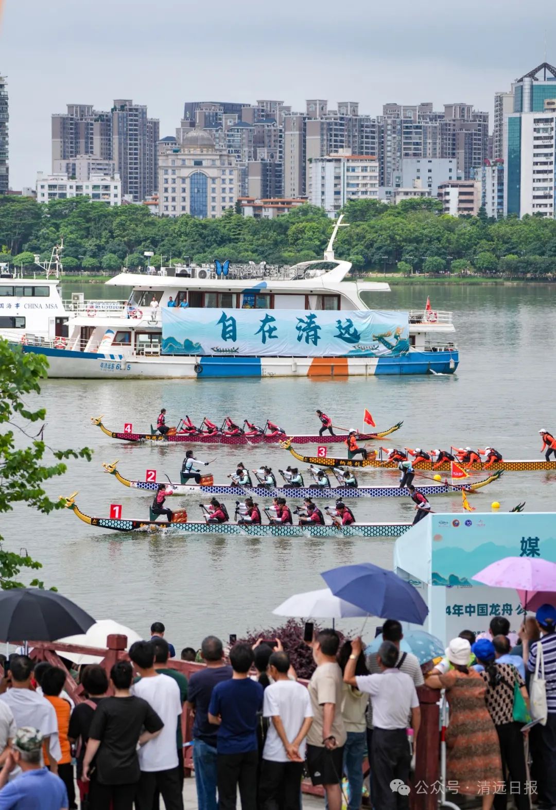 32支队伍竞渡北江 激情上演水上角逐盛宴  2024年中国龙舟公开赛(广东