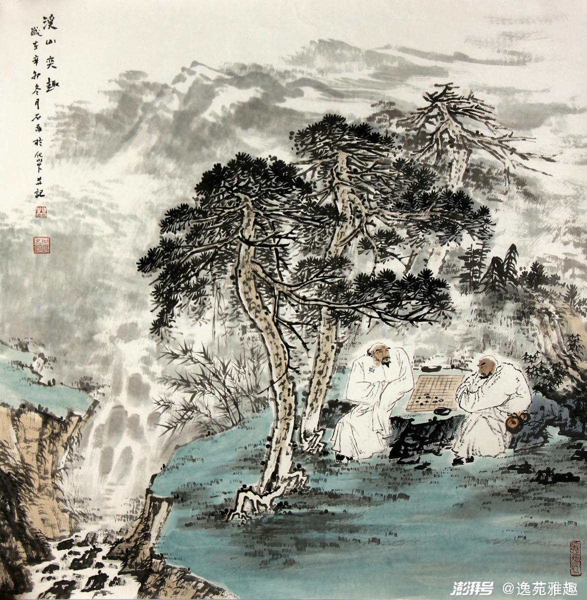石磊画作:山水雅致,人物唯美,笔墨传情