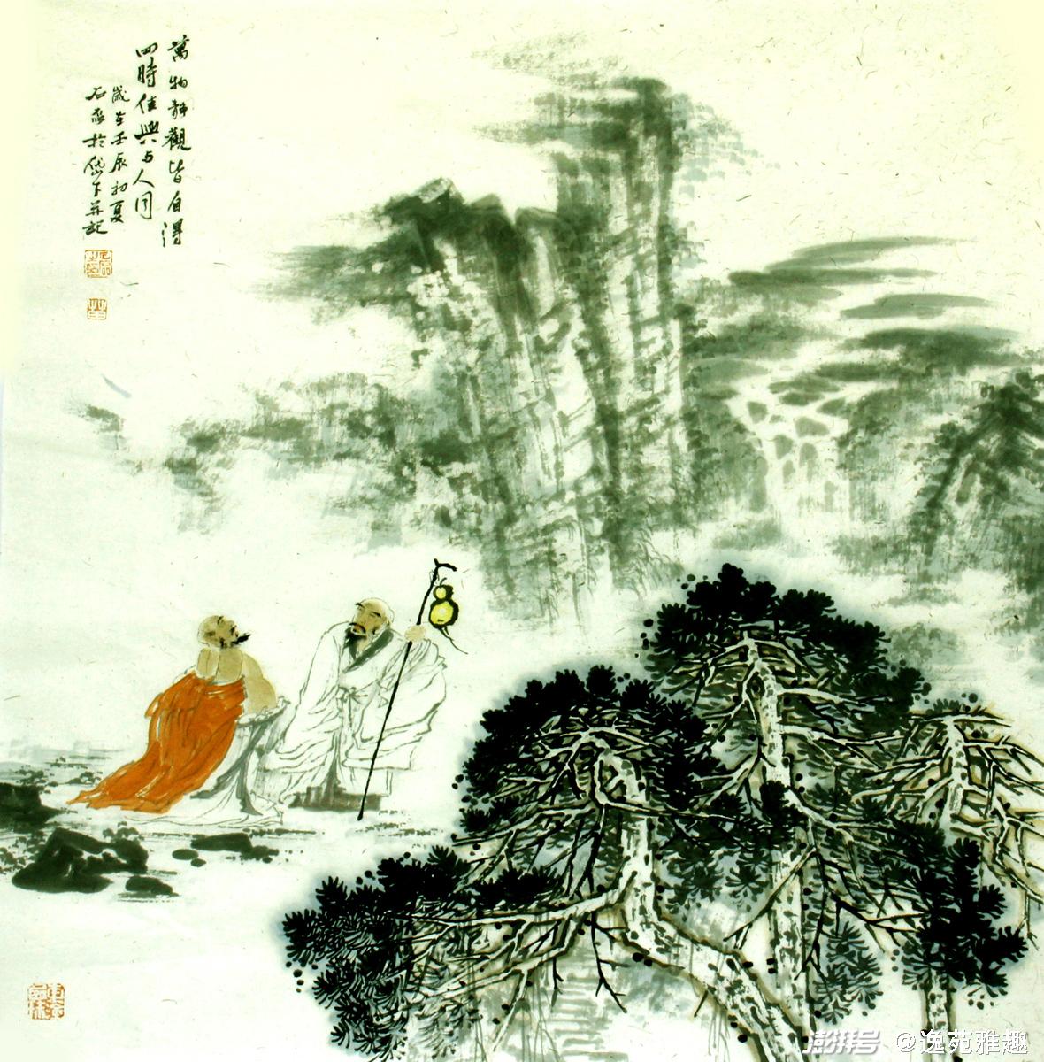 石磊画作:山水雅致,人物唯美,笔墨传情
