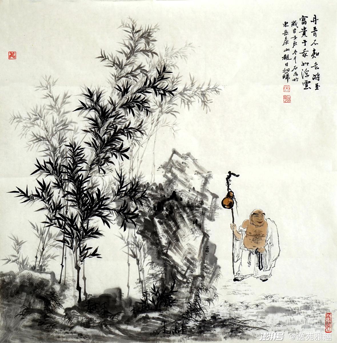 石磊画作:山水雅致,人物唯美,笔墨传情