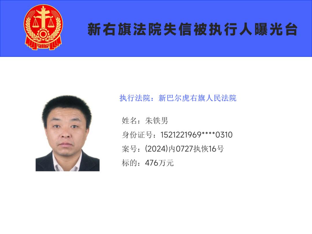 【诚信建设】新巴尔虎右旗人民法院曝光第二批失信被执行人名单!